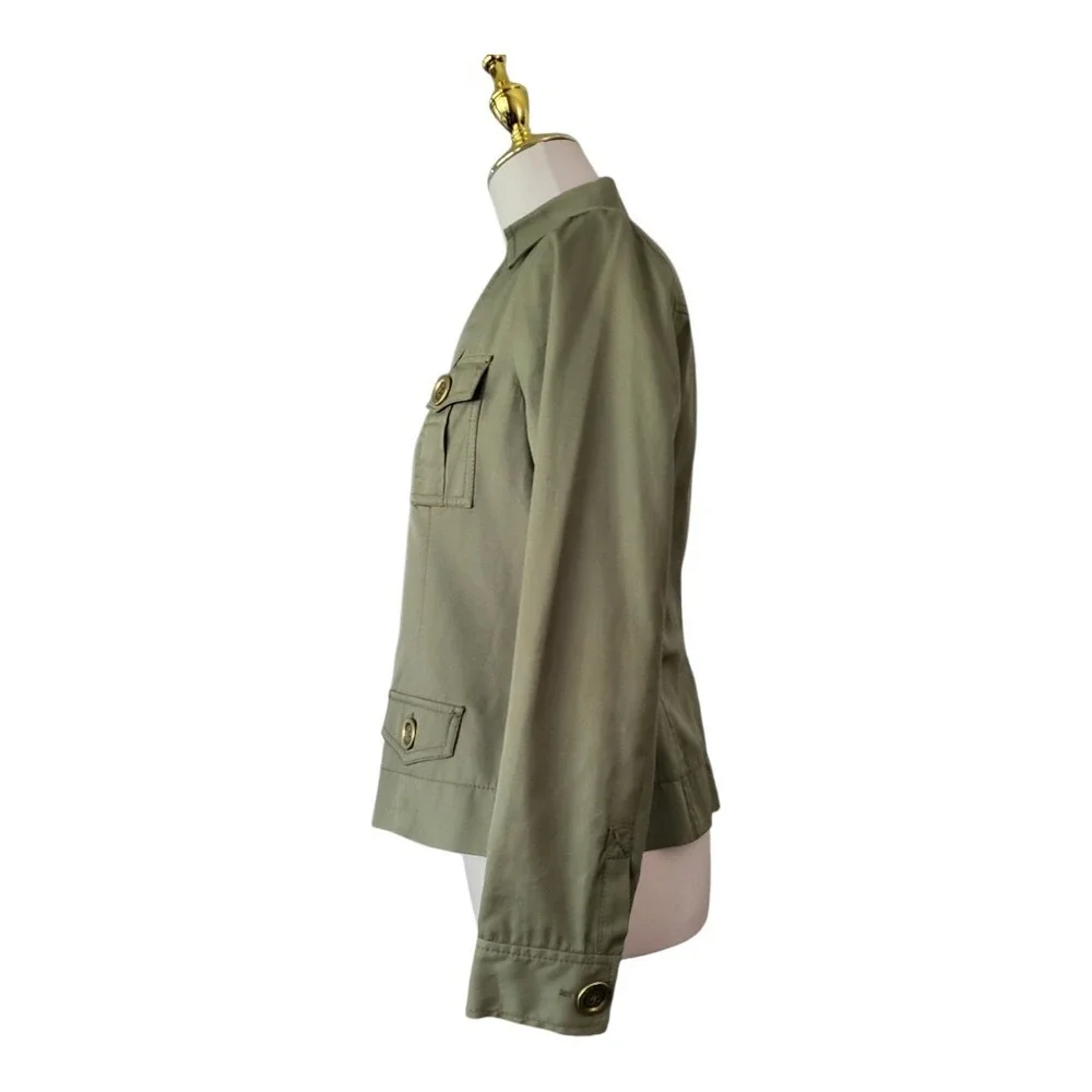 Michael Michael Kors Olive Green‎ Utility Jacket Size 4P Cotton Button Front...